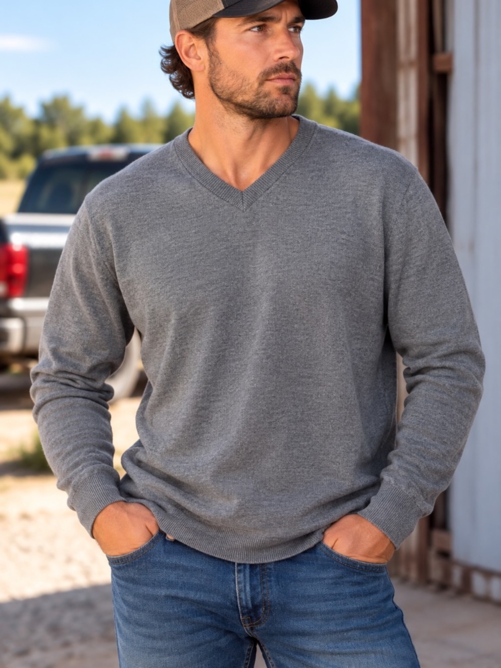 Bonobos V-Neck Sweater Mens Size XL Gray Merino Wool Academia Lightweight